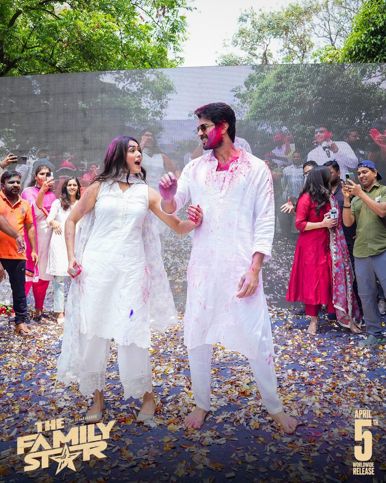 Family Star launches third single "Madhuramu Kadha" during Holi Celebrations