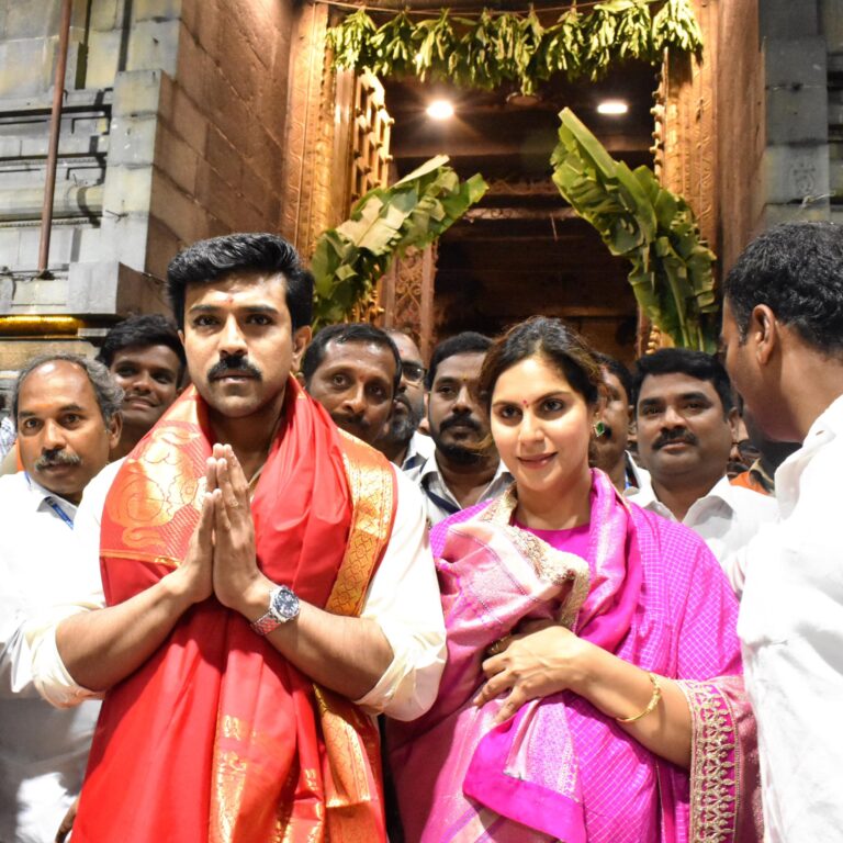 Ram Charan visits Tirumala along With Upasana and Daughter Klin Kaara