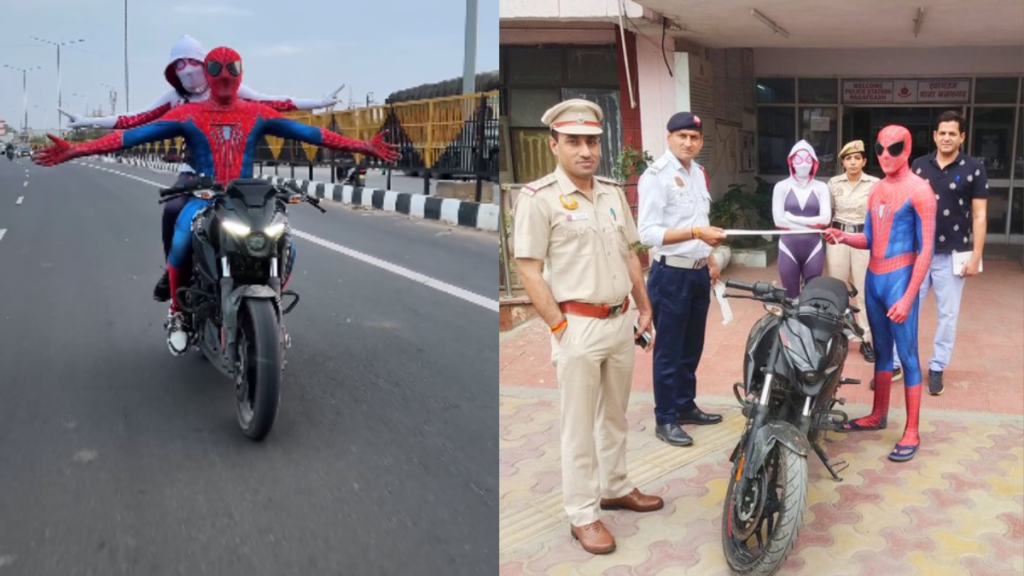 Delhi's Spiderman and Spiderwoman Arrested After Viral Stunt on Bike