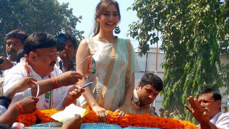 Neha Sharma Leads Major Roadshow Following Father's Hints at Political Debut