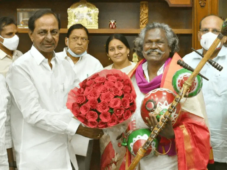 KTR Commits to Supporting Struggling Padma Shri Winner Mogilaiah, a Renowned Kinnera Musician from Telangana