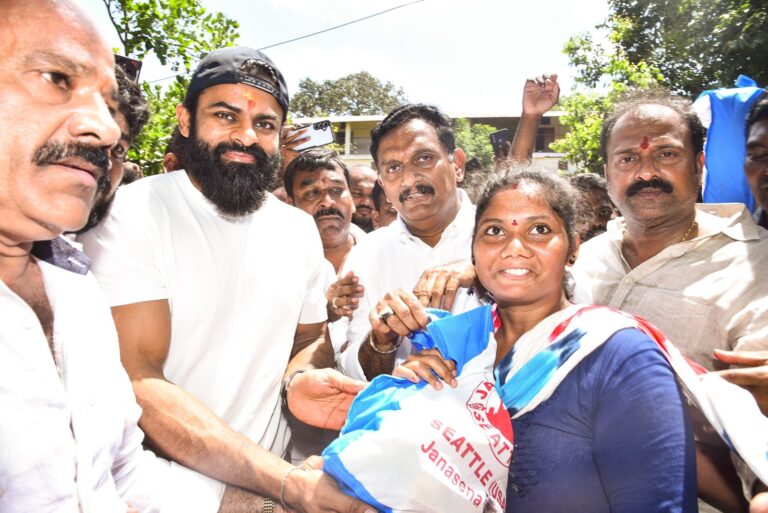 Sai Dharam Tej Provides Flood Relief Kits in Vijayawada