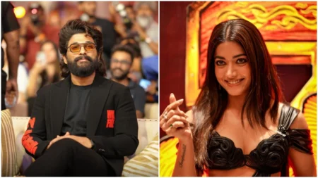 Pushpa 2 - Allu Arjun and Rashmika Mandanna turned heads at a promotional event for Sukumar's Pushpa 2: The Rule.